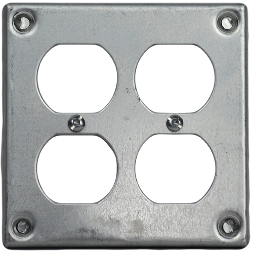 Double Receptacle Metal Cover Plate for 4X4 Metal Box