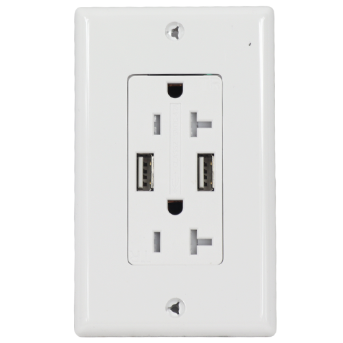 Dual USB Charger with 20A TR Decorative Receptacle 4.2A