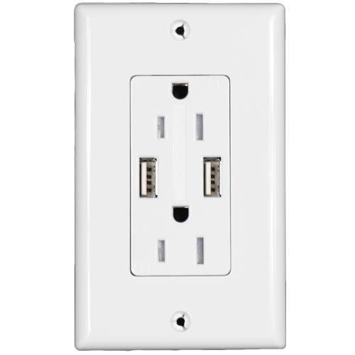 Dual USB Charger With 15A TR Decorative Receptacle 4A